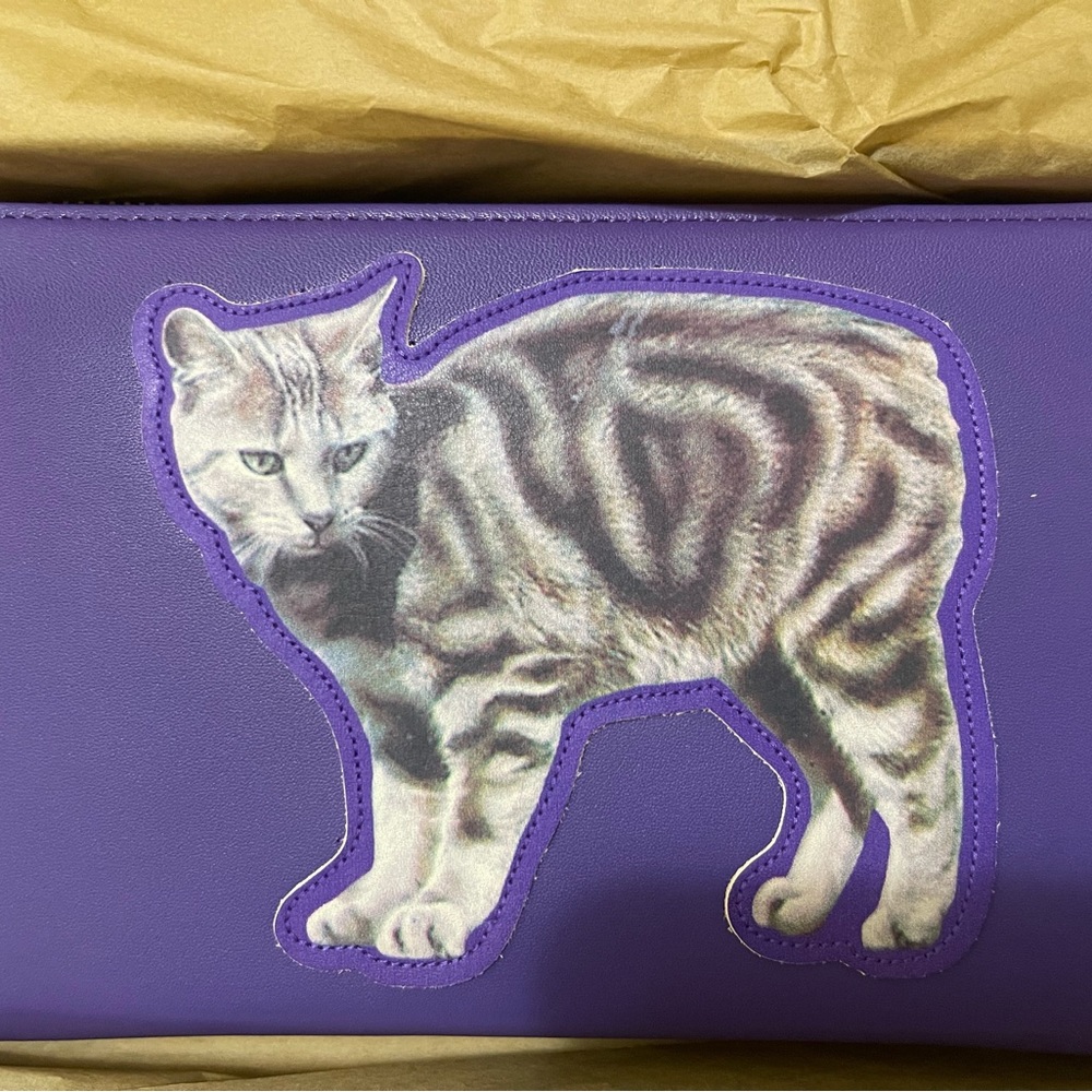 Hand made leather cat wallet / clutch